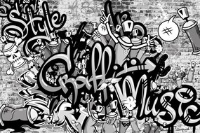 Carta da parati – Graffiti street art grigio