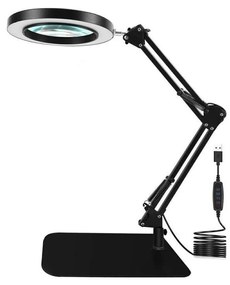 Lampada da tavolo LED dimmerabile con una lente d'ingrandimento LED/11W/5V nero