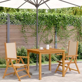 Sedie da giardino 2pz beige legno massello di acacia e tessuto