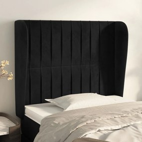 Testiera ad orecchio nera 83x23x118/128 cm in velluto