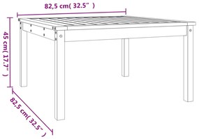Tavolo da Giardino Grigio 82,5x82,5x45 cm Legno Massello Pino