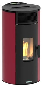 Stufa A Pellet Ventilata Ad Aria Kos 9 Ermetica Cilindrica Schuster Bordeaux