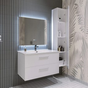 Mobile bagno sospeso da 60 cm bianco lucido con lavabo e colonna Linda 8260