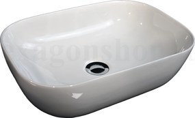 Lavabo 46x32 rettangolare da appoggio in ceramica per mobile bagno Bianco Lucido