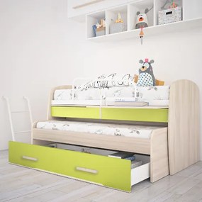 Letto attrezzato LISA scrittoio due letti con cassettone ragazzi disponibile in diverse colorazioni L.198cm H115cm