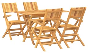Set da pranzo per giardino 5 pz in legno massello di teak