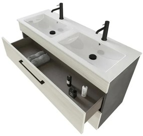Mobile bagno sospeso 120 cm Smart bianco legno/lava con specchio contenitore