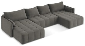 Divano angolare grigio scuro allungabile/con contenitore (a U) Moku – Makamii