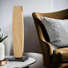 Lampada da tavolo LED Quitani Persida, altezza 50 cm, rovere, 2.700 K