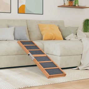 Rampa Per Cani Grigia 120x30 Cm İn Legno Massello Di Abete /