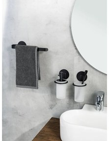 Bicchiere in vetro nero opaco autoportante per spazzolini da denti Bivio - Wenko