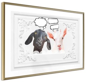 Poster  Conversation of Two Goats  Cornice Quadri Cornice d'oro, Larghezza x Altezza Home decor 30x20