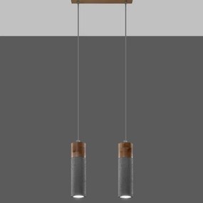 Sollux SL.0966 - Lampadario a sospensione con filo ZANE 2xGU10/40W/230V calcestruzzo/legno