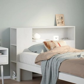 Testiera Con Ripiani Bianca 75 Cm İn Legno Massello Di Pino /