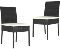 Sedie da Pranzo per Giardino 2 pz in Polyrattan Nero 315106