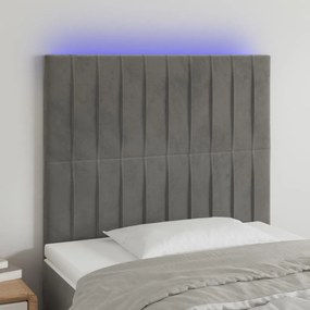 Testiera A Led Grigio Chiaro 100x5x118/128 Cm İn Velluto /