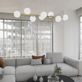 Lampadario a sospensione GRAVITY 8 Nero/Bianco e Oro 8xE14