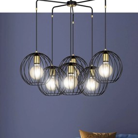 Lampadario Contemporaneo Omoikane Acciaio Nero 6 Luci E27 Ip20