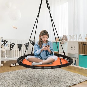 Costway Altalena 100 cm con altezza regolabile per bambini e adulti, Altalena rotonda per interno ed esterno, Arancione
