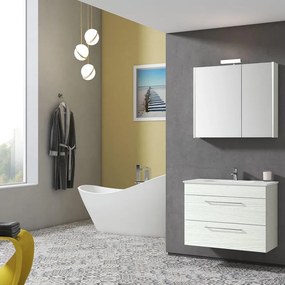Mobile bagno sospeso con lavabo Giò L 81 x H 61.5 x P 40 cm Aralie 2 cassetti per vasca centrale