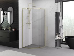 Mexen Exo-R cabina doccia pentagonale a battente 90 x 90 cm, trasparente, oro - 812-090-090-50-00