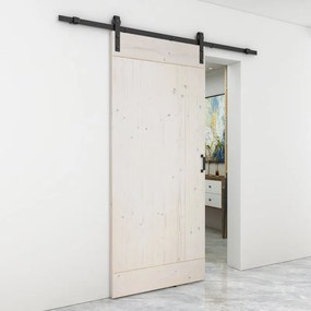 Porta scorrevole reversibile Smooth in legno bianco, L 96 x H 215 cm, con binario Country nero