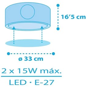 Dalber 60656 - Plafoniera per bambini PIRATA ISLAND 2xE27/15W/230V