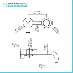 Miscelatore lavabo a muro satinato senza leva in acciaio inox Gemini