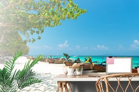 Carta da parati autoadesiva – Spiaggia sabbiosa sull'isola di Bamboo