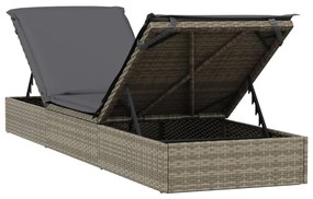 Lettini Prendisole 2pz con Tavolino Grigio in Polyrattan