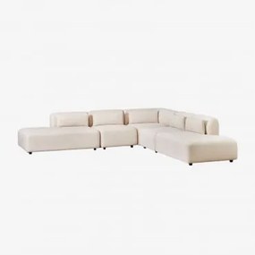 Divano Modulare Angolare Fogler In 5 Pezzi Con Doppia Chaise Lounge Velluto A Coste Beige Lin - Sklum