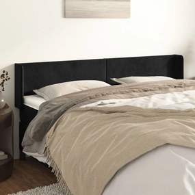 Testiera Ad Orecchio Nera 163x16x78/88 Cm İn Velluto /
