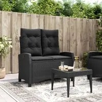 Panca Reclinabile da Giardino con Cuscini Nera in Polyrattancod mxl 111706