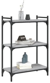 Libreria a 3 ripiani grigio sonoma 60x30x86cm legno multistrato