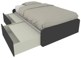 864C - Letto cameretta 120x190 1piazza e mezza con cassettoni estraibili e testate personalizzabili.Rete inclusa