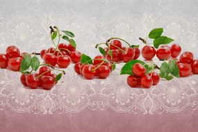 Carta da parati – Ciliegie su texture interessante