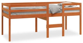 Letto a Soppalco Marrone Cera 80x200 cm Legno Massello di Pino