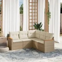 Set Divano da Giardino 5 pz con Cuscini Beige in Polyrattan 3258362