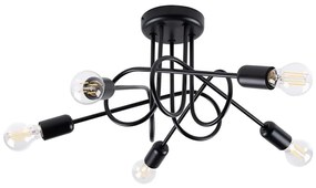 Sollux SL.1435 - Lampadario a plafone LOOP 5xE27/15W/230V nero