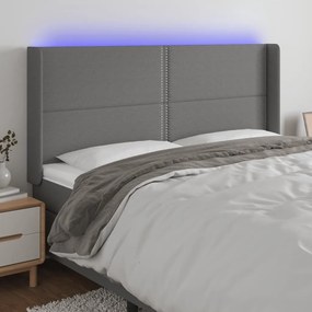 Testiera A Led Grigioscuro 203x16x118/128cm İn Tessuto /