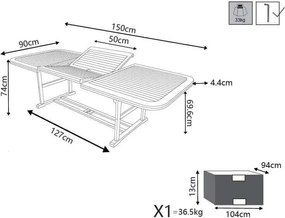 TURRIS - tavolo da giardino allungabile in legno massiccio di acacia 150/200