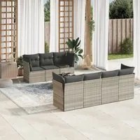 Set Divano da Giardino 8pz con Cuscini Grigio Chiaro Polyrattan 3217282