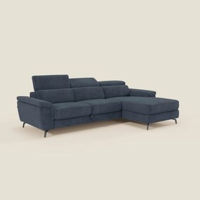 Estro Divano estraibile con chaise-longue e poggiatesta reclinabili in tessuto impermeabile T14 blu