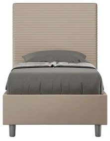 Letto singolo senza rete imbottito 80x200 similpelle tortora Focus