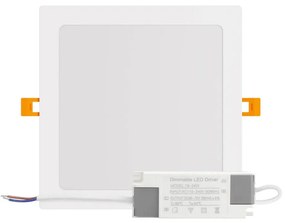 Pannello LED Quadrato 20W 2.000lm Foro 205x205mm Osram LED Dimmerabile Colore Bianco Caldo 3.000K
