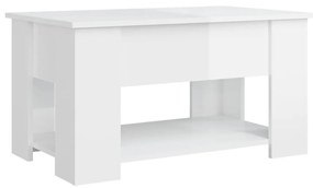 Tavolino da salotto bianco lucido 79x49x41 cm legno multistrato