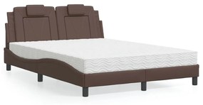 Letto Con Materasso Marrone 140x200cm İn Similpelle /