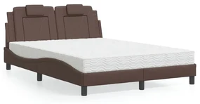 Letto Con Materasso Marrone 140x200cm İn Similpelle /