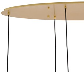 Lampada a sospensione Hotel Chic ottone con vetro bianco rettangolare 6 luci - Misty