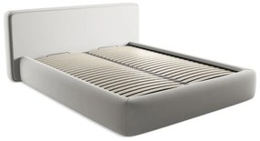 Letto matrimoniale imbottito grigio chiaro con vano contenitore con griglia 160x200 cm Kiana - Makamii